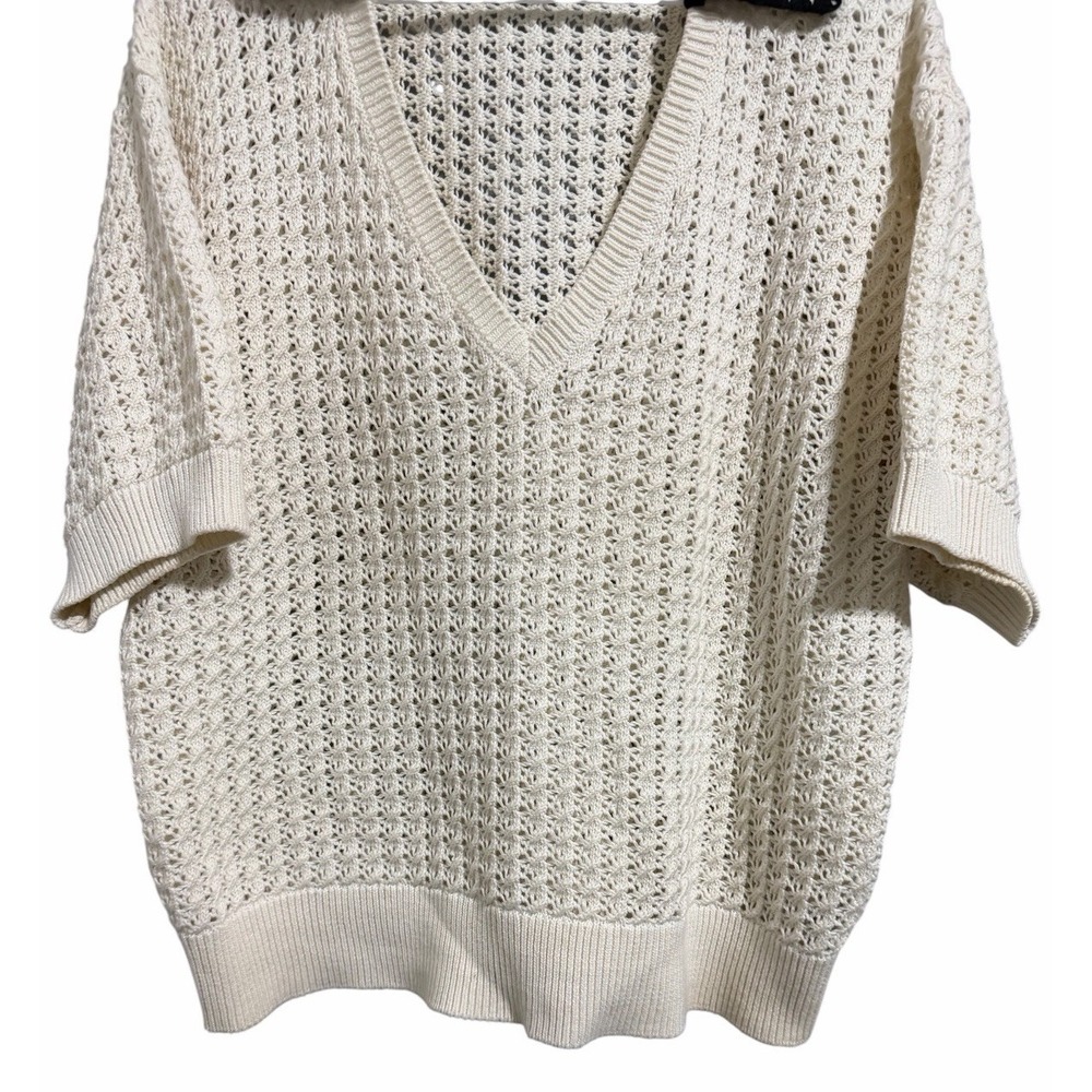 Varley Monte V-Neck Knit Polo Cream Women's‎ Size X-Large - Picture 5 of 12